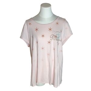 Old Navy 100% Cotton Prague Pink Short Sleeve Tee with Star Pattern Size XL